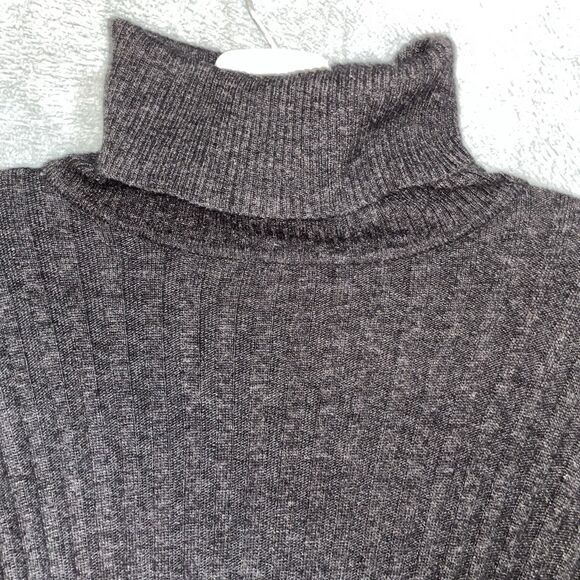 BCBG Maxazria Dress Womens Large Grey Wool Angora‎ Cashmere Turtleneck Ribbed - Picture 3 of 11